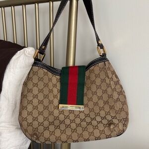 Authentic Gucci GG Canvas Web Stripe Hobo Bag | Vintage Classic